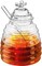 17oz Glass Honey Pot with Dipper & Lid – Beehive Design, Kitchen Friendly